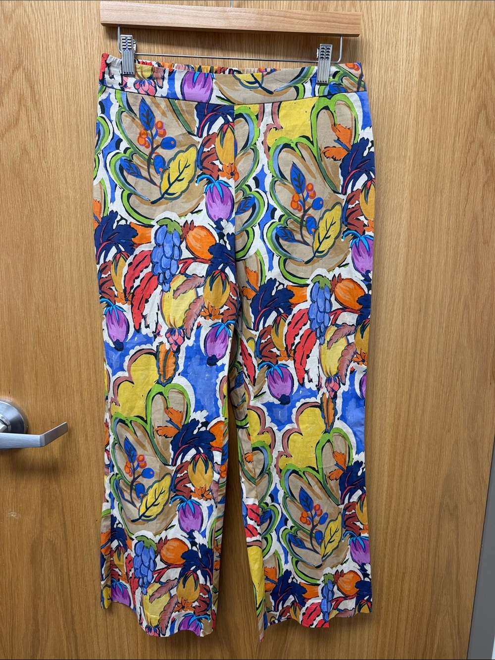 Estelle and Finn Vintage Fruit and Floral Elastic-Waist Straight Leg Artsy Pants